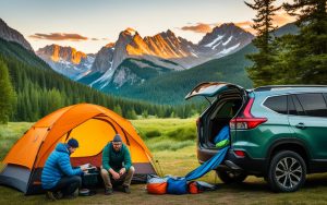 How to set up a tent for camping using a car